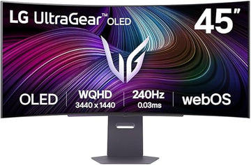 LG UltraGear OLED GX9s SMART Gaming Monitor 45GX90SA-B - WOLED UWQHD 1440p Curved 45 Inch, 240Hz, 0.03ms, HDR 400, webOS AI, Speakers, Wi-Fi, Bluetooth, DP 1.4, HDMI 2.1, USB-C